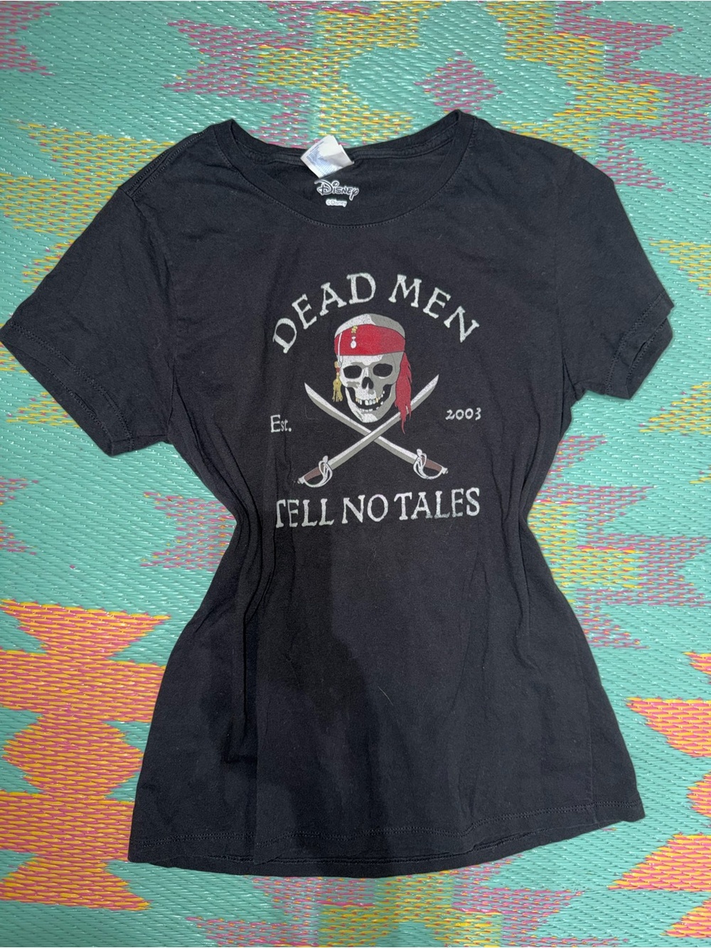 Disney Black Pirate Skull Tee with Red Bandana